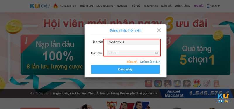 Hãy chắc chắn mình đã nhập đúng thông tin đăng nhập
