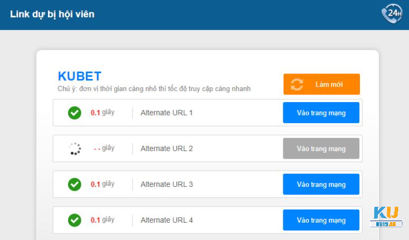 Vào link dự phòng trong lúc chờ KU19 bảo trì