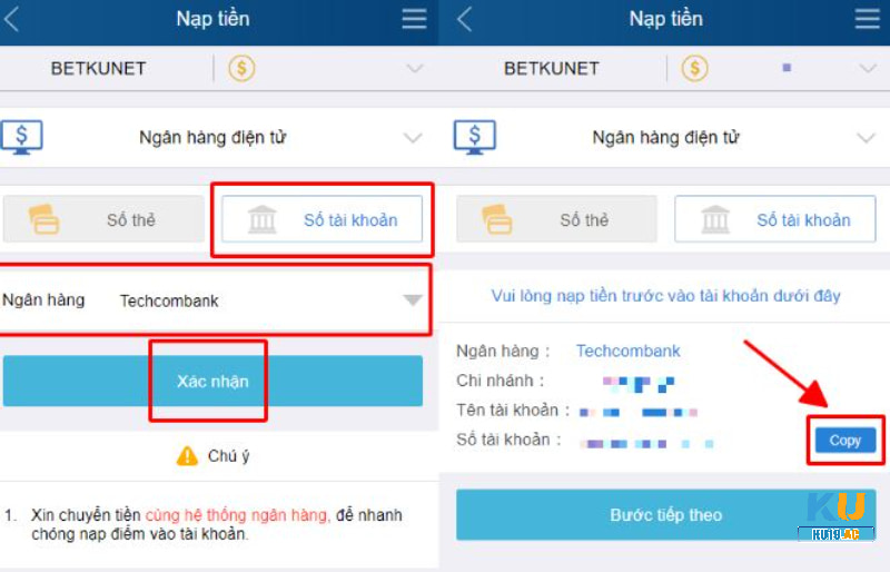 Nạp tiền qua NH điện tử