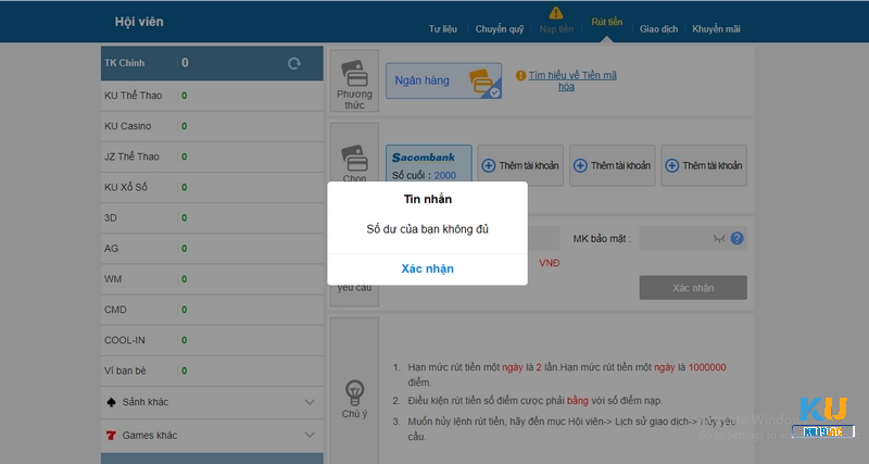 Tìm ra nguyên nhân để đảm bảo rút tiền thành công nhanh chóng